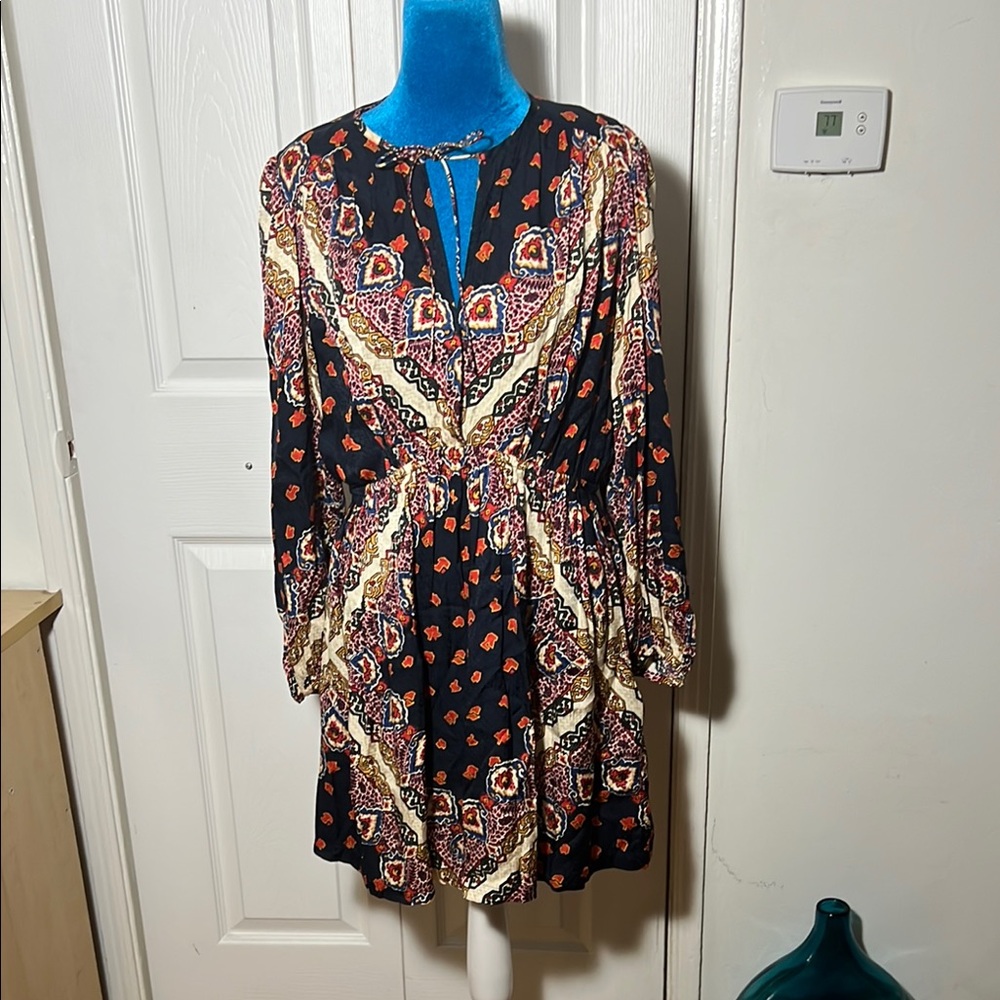 ba&sh Black and Red Patterned Mini Dress